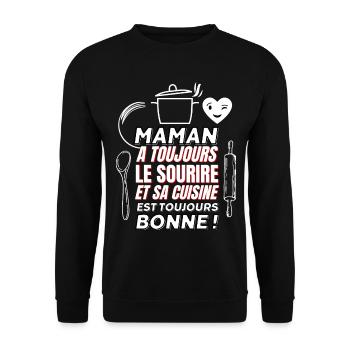 Maman a toujours le sourire, sa cuisine est bonne - Sweat-shirt Unisexe - noir - Devant - Alina (178cm) & Michal (187cm)