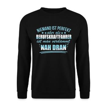 Lustige Berufskraftfahrer Beruf Arbeit Transport - Unisex Sweatshirt - black - Front - Alina (178cm) & Michal (187cm)