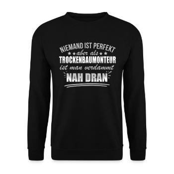 Lustige Trockenbaumonteur Beruf Innenausbau - Unisex Sweatshirt - black - Front - Alina (178cm) & Michal (187cm)