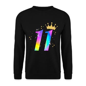 11. Geburtstag Geschenkidee Für 11 Jahre Alt - Unisex Pullover - Schwarz - Vorne - Alina (178cm) & Michal (187cm)