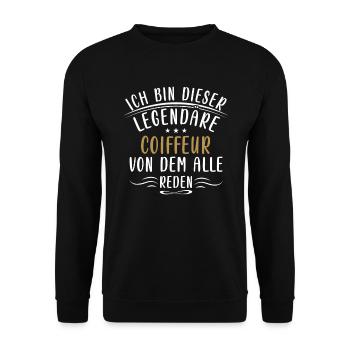 Lustige Coiffeur Sprüche Friseur Haare Styling - Unisex Pullover - Schwarz - Vorne - Alina (178cm) & Michal (187cm)