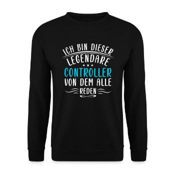 Lustige Controller Sprüche Finanzen Zahlen Bilanz - Unisex Pullover - Schwarz - Vorne - Alina (178cm) & Michal (187cm)
