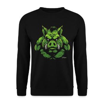 Bulk, the green monster muscle pig - Unisex Sweatshirt - black - Front - Alina (178cm) & Michal (187cm)