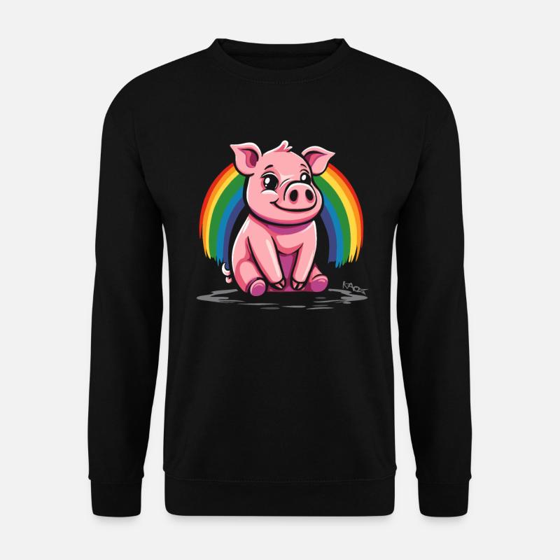 Niedliches Regenbogen Schwein - Unisex Pullover - Schwarz