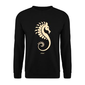 Ein Seepferdchen - Unisex Pullover - Schwarz - Vorne - Alina (178cm) & Michal (187cm)