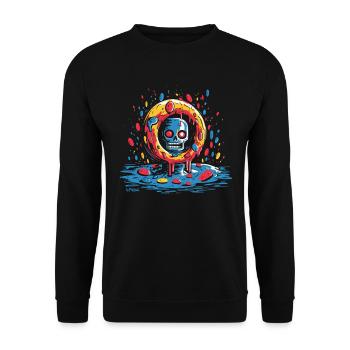 A spooky realm in the circle of delicious donuts - Unisex Sweatshirt - black - Front - Alina (178cm) & Michal (187cm)