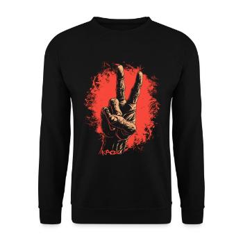 Frieden Hand - Unisex Pullover - Schwarz - Vorne - Alina (178cm) & Michal (187cm)