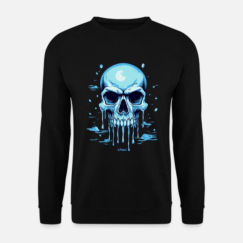 Ein blauer schmelzender Totenkopf - Unisex Pullover - Schwarz