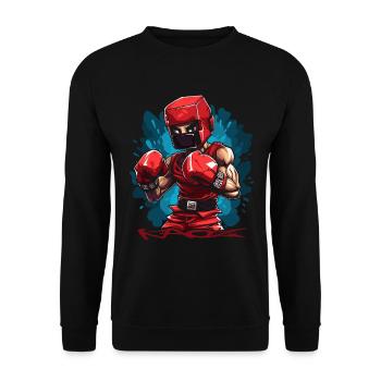 A Cubic Cartoon Pixel Boxer Boxing - Unisex Sweatshirt - black - Front - Alina (178cm) & Michal (187cm)