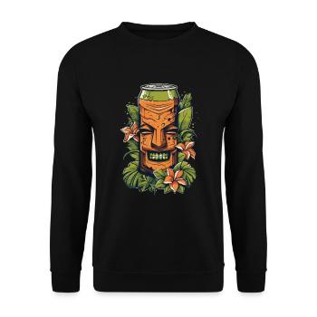 Lächelnder Tiki im Dschungel: Soda Dose - Unisex Pullover - Schwarz - Vorne - Alina (178cm) & Michal (187cm)