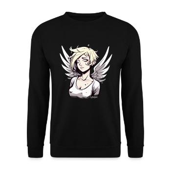 Alternate Anime Angel Girl - Unisex Sweatshirt - black - Front - Alina (178cm) & Michal (187cm)