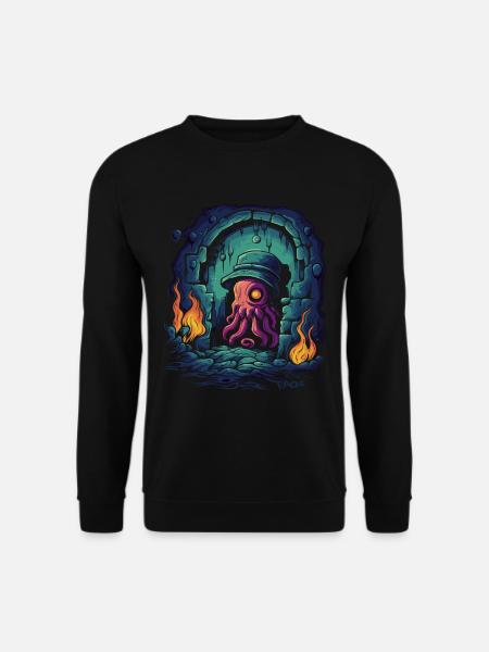 Deep Dark Dungeon Detective Octopus - Unisex Sweatshirt - black