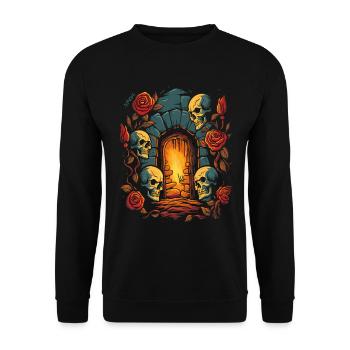 The Dark Dungeon Love: Skulls and Roses - Unisex Sweatshirt - black - Front - Alina (178cm) & Michal (187cm)