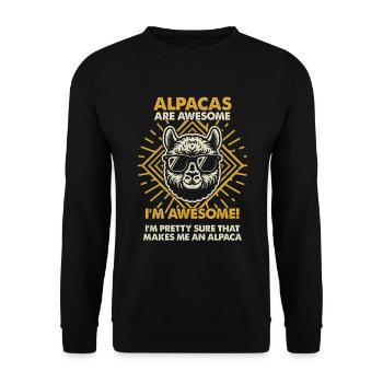 Alpakas Sind Großartig - Mama Dad - Unisex Pullover - Schwarz - Vorne - Alina (178cm) & Michal (187cm)