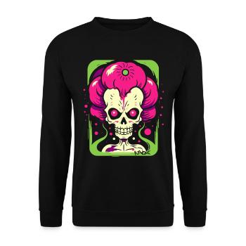 Crâne de Zombie squelette Pop Art coloré - Sweat-shirt Unisexe - noir - Devant - Alina (178cm) & Michal (187cm)