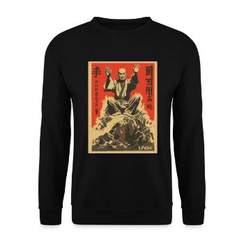 Parody Japanese Action Movie Poster: Shaolin Zen - Unisex Sweatshirt - black - Front - Alina (178cm) & Michal (187cm)