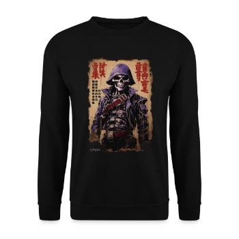 Kanji Japon Poster : Crâne, Squelette, Samouraï - Sweat-shirt Unisexe - noir - Devant - Alina (178cm) & Michal (187cm)