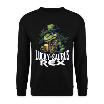 St. Patrick's Day Lucky Saurus Rex Dinosaurier - Unisex Pullover - Schwarz - Vorne - Alina (178cm) & Michal (187cm)