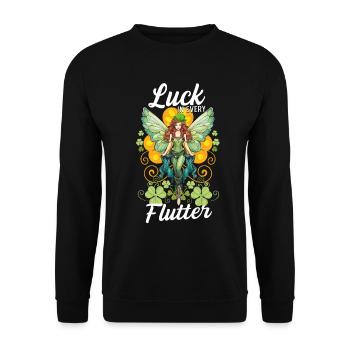 St. Patrick's Day Luck in every Flutter - Unisex Sweatshirt - black - Front - Alina (178cm) & Michal (187cm)