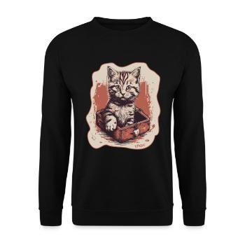 Heart and cat in a box - Unisex Sweatshirt - black - Front - Alina (178cm) & Michal (187cm)