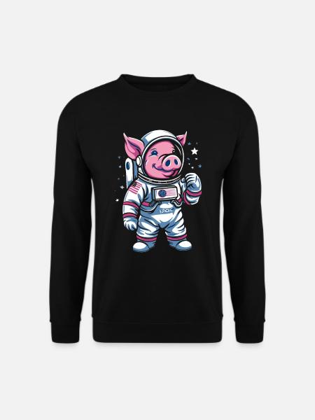 Petit Cochon : Cochon Astronaute - Sweat-shirt Unisexe - noir