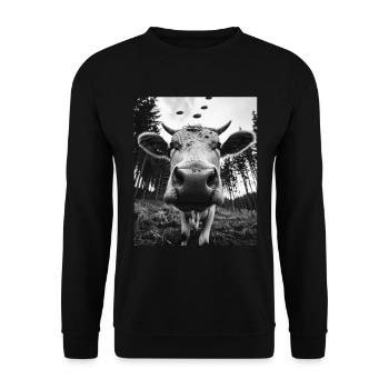 Vache - Alien Selfie Ayrshire UFO - Sweat-shirt Unisexe - noir - Devant - Alina (178cm) & Michal (187cm)