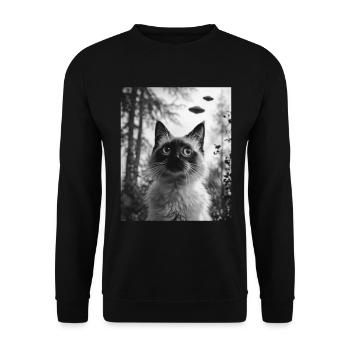 Alien BalinCat - Alien Selfie Balinese UFO - Unisex Sweatshirt - black - Front - Alina (178cm) & Michal (187cm)