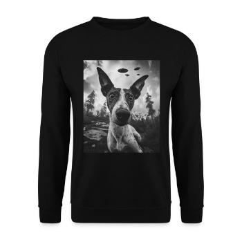 Chien - Alien Selfie Basenji UFO - Sweat-shirt Unisexe - noir - Devant - Alina (178cm) & Michal (187cm)