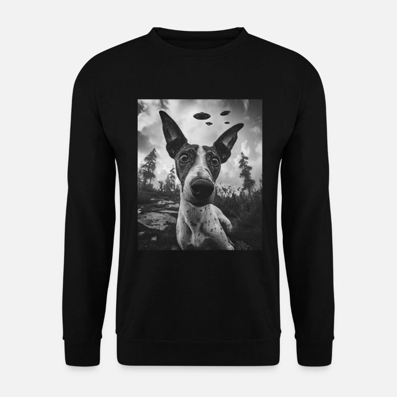 Dog - Alien Selfie Basenji UFO - Unisex Sweatshirt - black