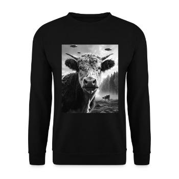aKuh - Alien Selfie Galloway UFO - Unisex Sweatshirt - black - Front - Alina (178cm) & Michal (187cm)