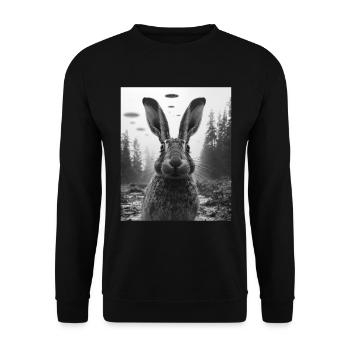 Lapin - Alien Selfie Lièvre Belge OVNI - Sweat-shirt Unisexe - noir - Devant - Alina (178cm) & Michal (187cm)