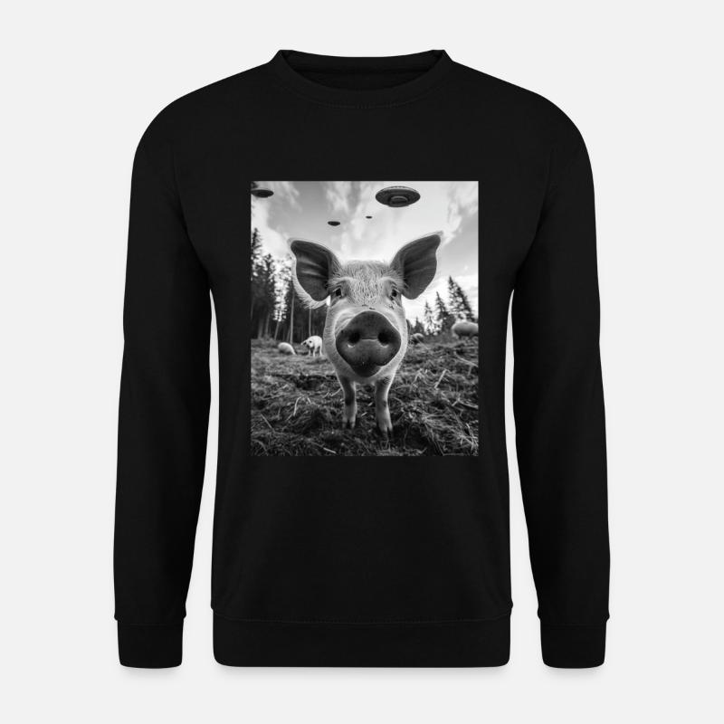 Schwein - Alien Selfie Berkshire UFO - Unisex Pullover - Schwarz