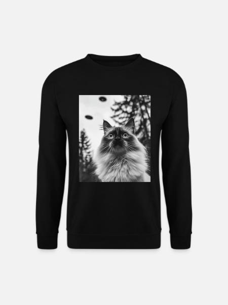 Cat - Alien Selfie Birman UFO - Unisex Sweatshirt - black