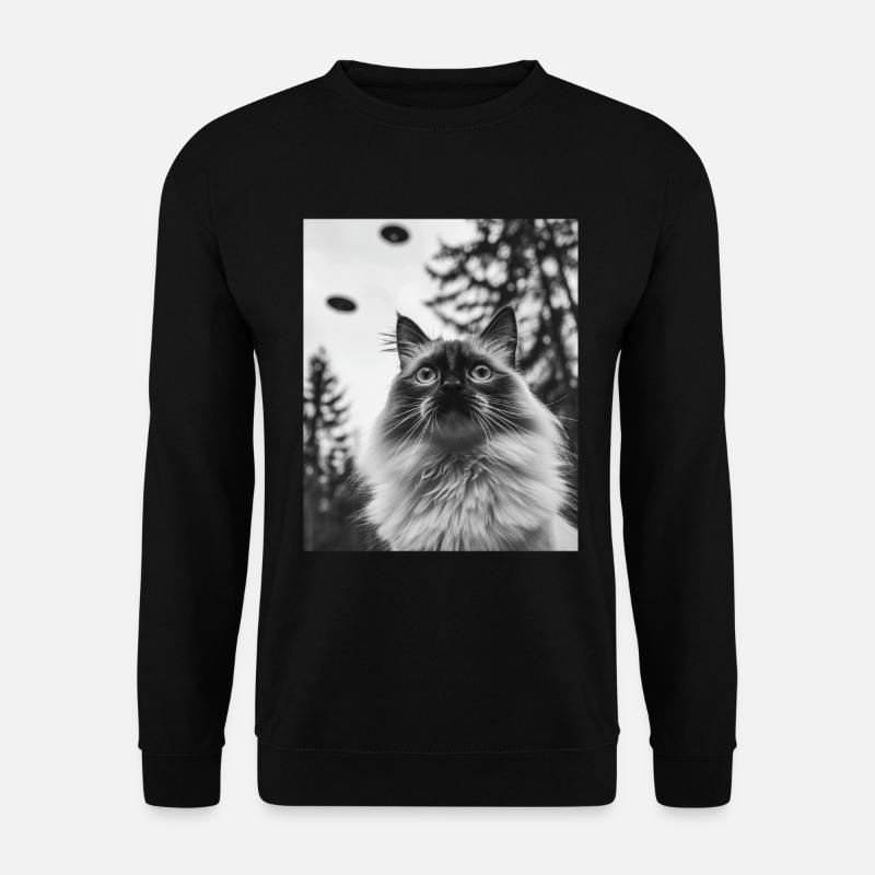 Cat - Alien Selfie Birman UFO - Unisex Sweatshirt - black