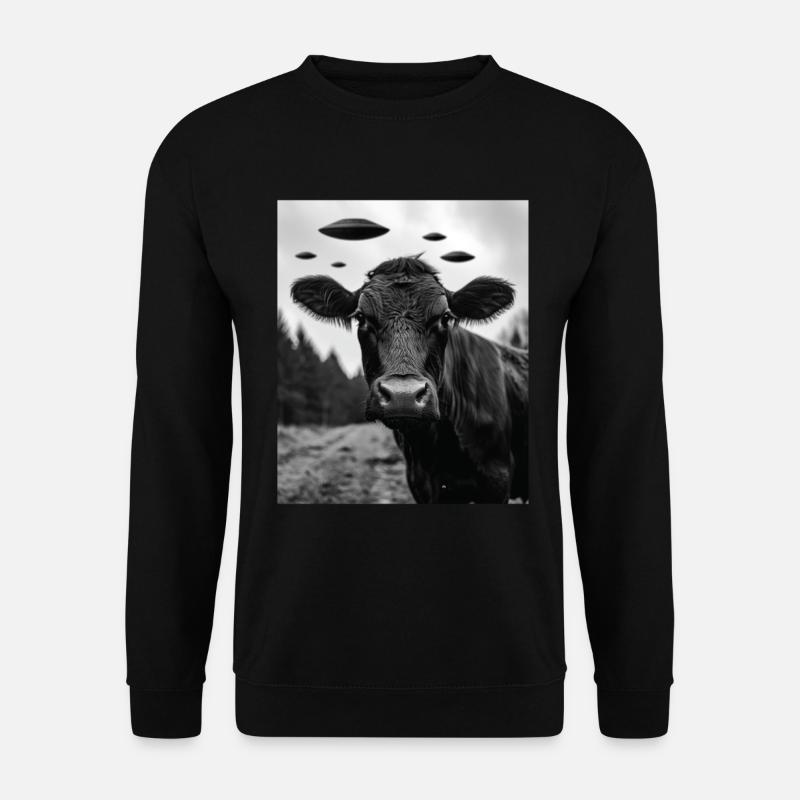 Kuh - Alien Selfie Black Angus UFO - Unisex Pullover - Schwarz