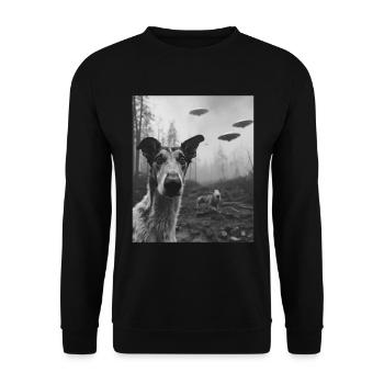 Hund - Alien Selfie Borzoi Ufo - Unisex Pullover - Schwarz - Vorne - Alina (178cm) & Michal (187cm)