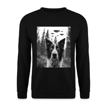 Chien - Alien Selfie Border Collie UFO - Sweat-shirt Unisexe - noir - Devant - Alina (178cm) & Michal (187cm)