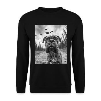 Chien - Alien Selfie Bullmastiff OVNI - Sweat-shirt Unisexe - noir - Devant - Alina (178cm) & Michal (187cm)