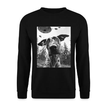 Chien - Alien Selfie Catahoula Leopard UFO - Sweat-shirt Unisexe - noir - Devant - Alina (178cm) & Michal (187cm)