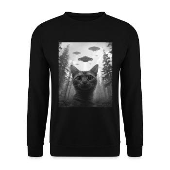 Cat - Alien Selfie Burmilla UFO - Unisex Sweatshirt - black - Front - Alina (178cm) & Michal (187cm)