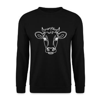 Line Art Papa Maman - Vache - Sweat-shirt Unisexe - noir - Devant - Alina (178cm) & Michal (187cm)