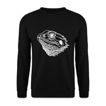 Linie Art Dad Mama - Bärtiger Drache - Unisex Pullover - Schwarz - Vorne - Alina (178cm) & Michal (187cm)