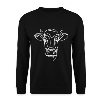 Line Art Dad Mom Cow - Yellow Cattle - Unisex Sweatshirt - black - Front - Alina (178cm) & Michal (187cm)
