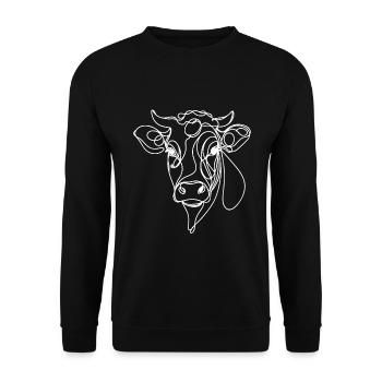 Linie Art Dad Mama Kuh - Limousin - Unisex Pullover - Schwarz - Vorne - Alina (178cm) & Michal (187cm)