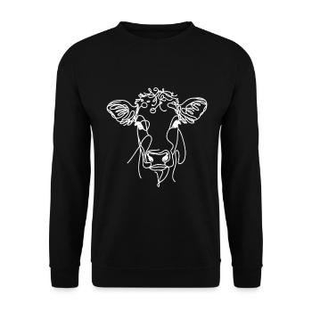 Line Art Dad Mom Cow - Normande - Unisex Sweatshirt - black - Front - Alina (178cm) & Michal (187cm)