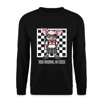 School Is Mine: Funny, Nerdy Pig - Unisex Sweatshirt - black - Front - Alina (178cm) & Michal (187cm)