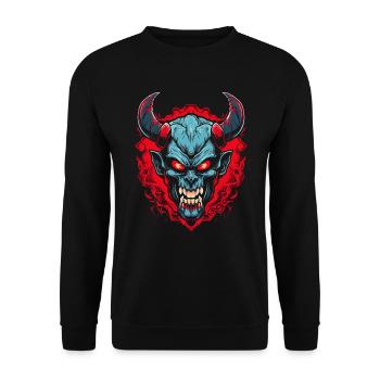 Flammes médiévales et diable ou démon - Sweat-shirt Unisexe - noir - Devant - Alina (178cm) & Michal (187cm)
