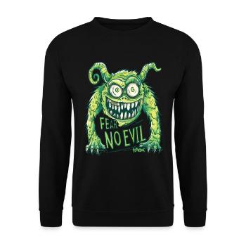 Fear No Evil: Funny Cartoon Monster - Unisex Sweatshirt - black - Front - Alina (178cm) & Michal (187cm)