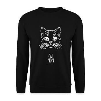 Line Art Best Mama - Katze - Unisex Pullover - Schwarz - Vorne - Alina (178cm) & Michal (187cm)