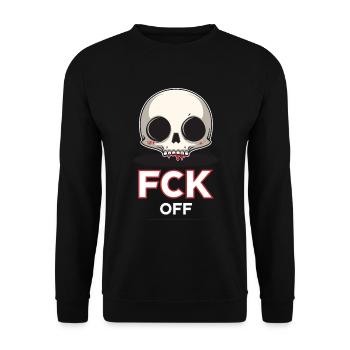 Fck Off, crâne de dessin animé Chibi - Sweat-shirt Unisexe - noir - Devant - Alina (178cm) & Michal (187cm)